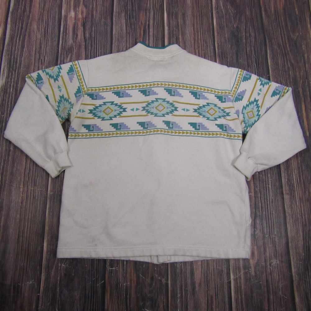 Vintage Orvis Sweatshirt Mens XL White Tribal Western Cardigan Button Fleece - Picture 4 of 6